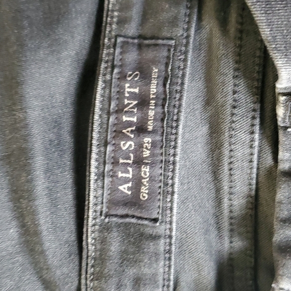 Allsaints GRACE BLACK MAST KNEE DESTROY SKINNY JEANS SIZE W29 - Picture 3 of 3